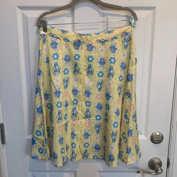 Unique Vintage X  Smurfs Circle Skirt Movie Cartoon Retro Pockets Sz L - Picture 8 of 12